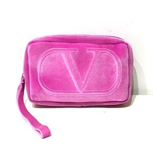 Valentino Beauty Pink Velvet Makeup Bag